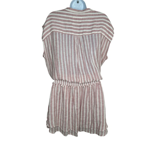 Rails Women's Angelina Dress Large L Rose Striped Smocked Waist Linen Blend A - Picture 7 of 10